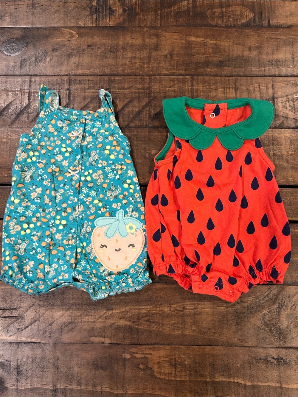 Set of 2: Newborn Fruit Rompers 🍓🍉
